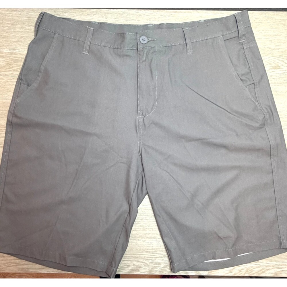 Burnside Twill Bermuda Shorts Men's 38 Khaki Grey 4-Pocket Zip Fly NWOT